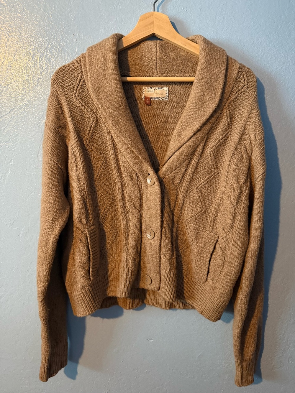 Pilcro Anthropology Cozy Shawl Collar Button-Front Sweater Cardigan - Brown